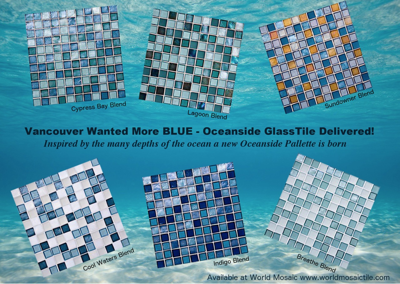 Blue Glass Tile by Oceanside World Mosaic Tile